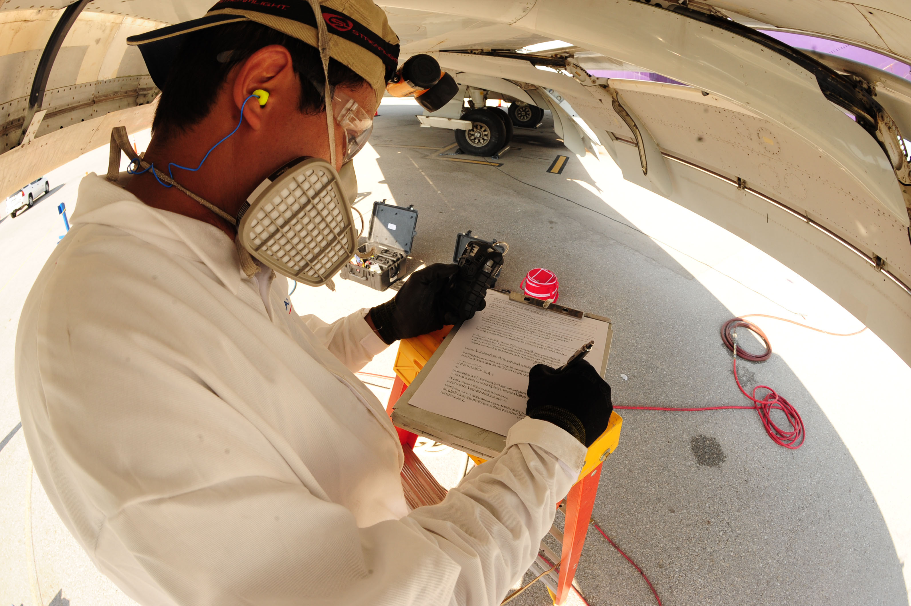 Close-up of advanced sealing technology applied to aircraft fuel tank seams